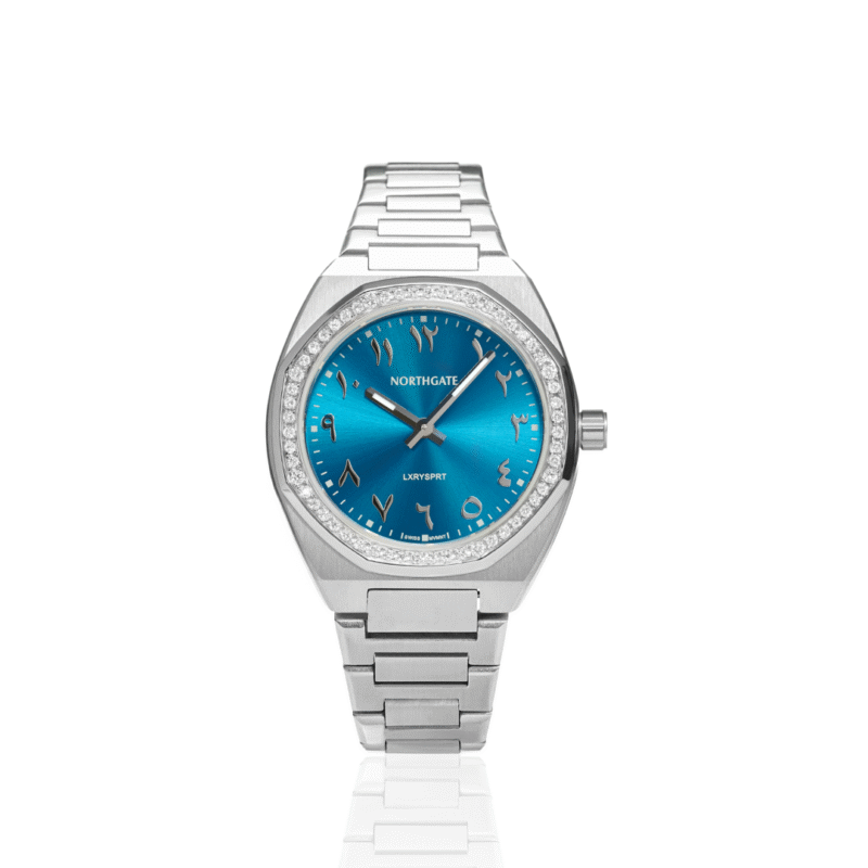 Pacific Blue with Arabic Numbers diamond silver size 34mm - Image 2